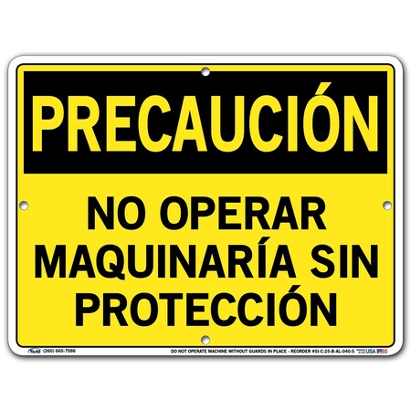 Vestil Aluminum Sign, 9-1/2" Height, 12-1/2" Width, Aluminum, Rectangle, Spanish SI-C-25-B-AL-040-S